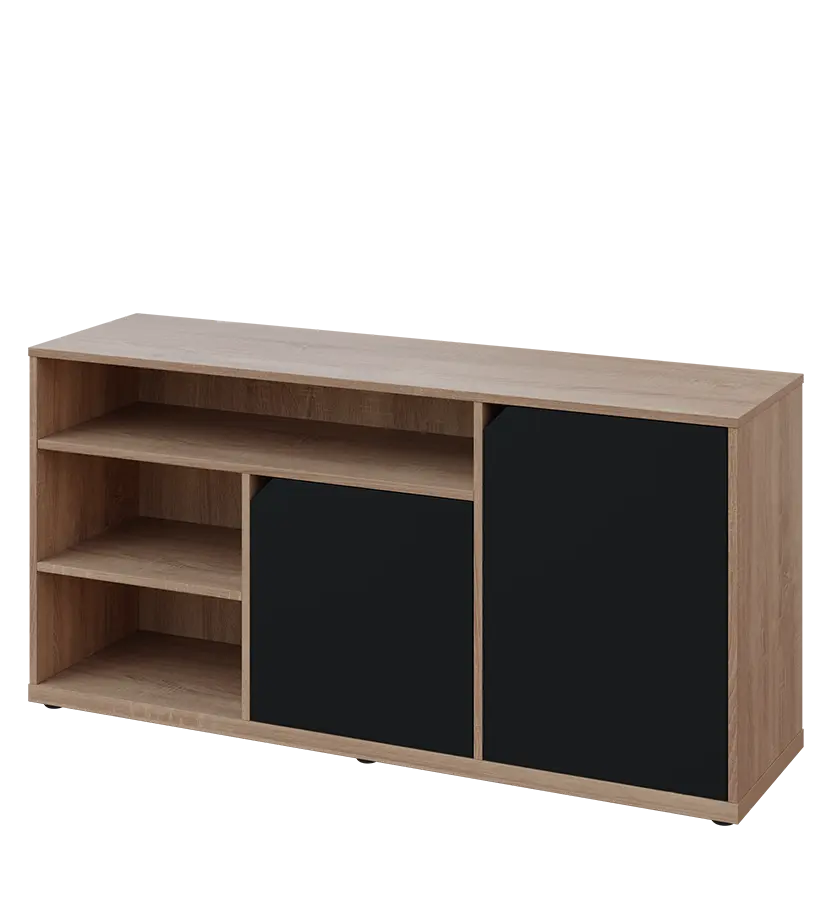 KU2-15DN3 P skříňka nízká 2-dveřová, nika, 740x1522x400, provedení pravé, dub bardolino/černá